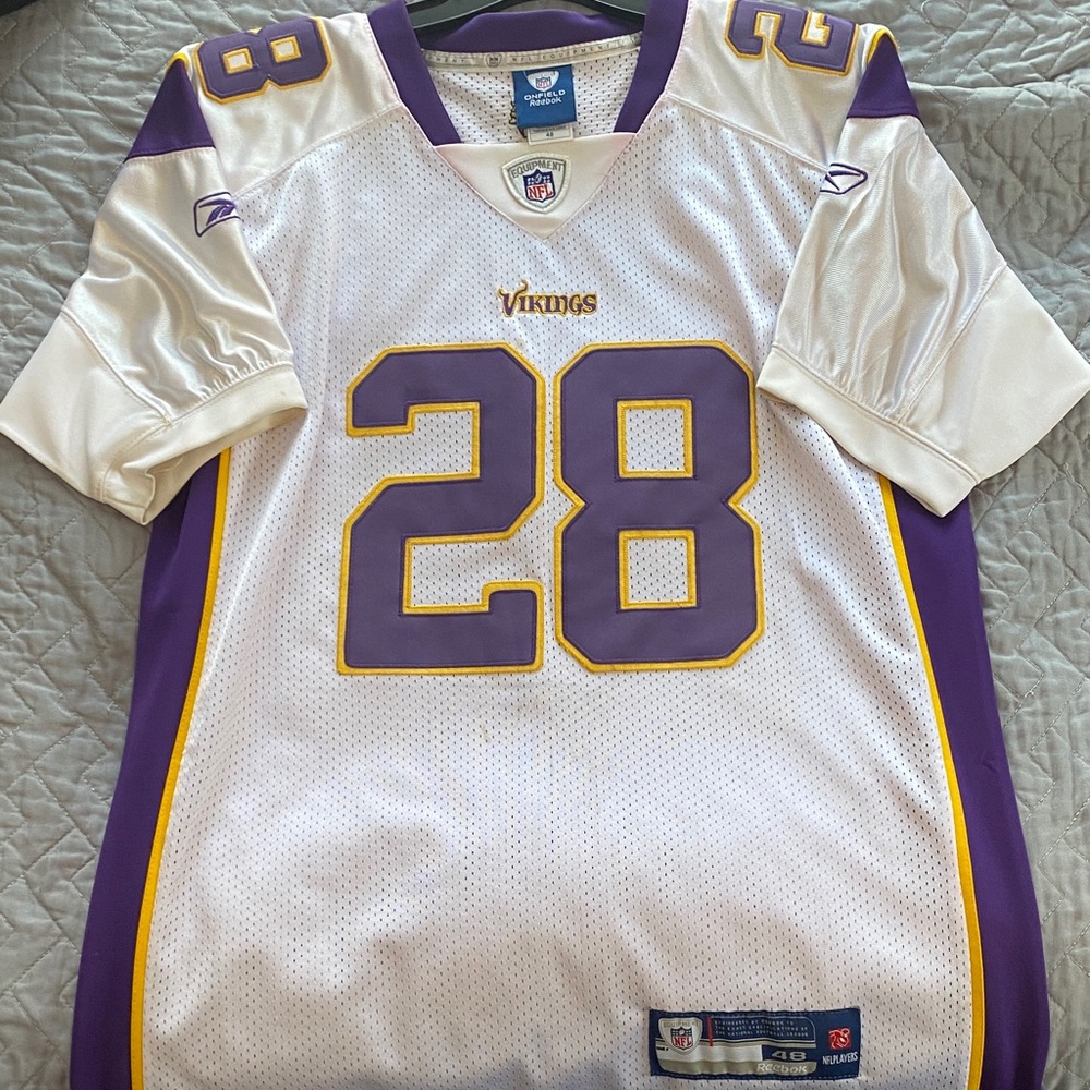 Adrian Peterson Minnesota Vikings Reebok White and Blue NFL Jersey